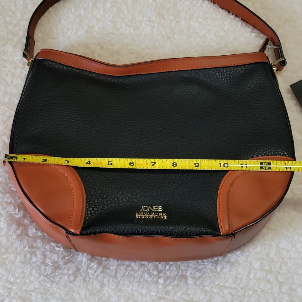 NEW Shoulder Bag Jones New York Signature Color Block Pebbled Faux Leather 2Tone